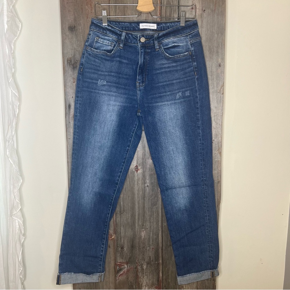 Flying Monkey Cuffed Stretch Boyfriend Jean Dark Wash size 28 - Picture 3 of 12